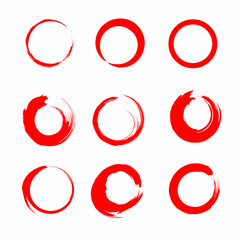 Red ink circle vector  hand drawn elements. great for Japanese style, wabi sabi, Zen, or organic shapes creative projects and logos.