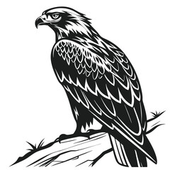 Silhouette hawk on white background