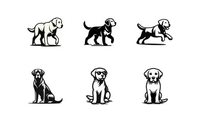 Fototapeta premium Labrador retriever dog logo vector black white illustration