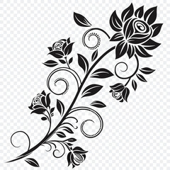 Seamless black ink floral tattoo design for printing