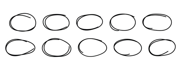 Fototapeta premium Hand Drawn Oval Doodle Line Stroke