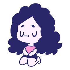 cartoon illustration of a cute kawaii girl