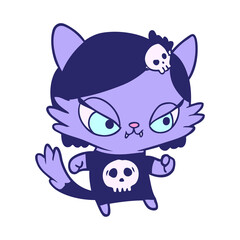 cute cartoon tough cat girl