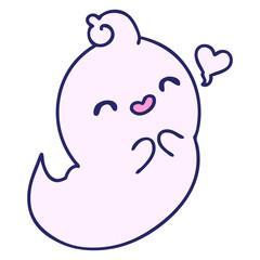 cartoon of a cute ghost in love