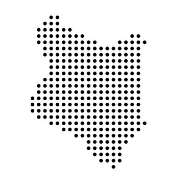 Kenya country dotted map. Black spot pixel illustration isolated on white background. Vector circle mosaic.