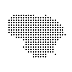 Lithuania country dotted map. Black spot pixel illustration isolated on white background. Vector circle mosaic.
