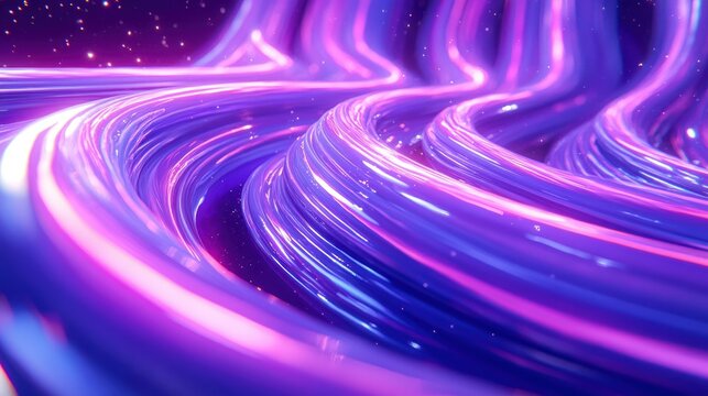 Abstract swirling neon ribbons