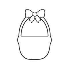 Charming outline basket vector with bow for crafting, coloring, and design use