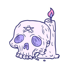 cartoon spooky skull and candle