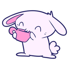 cartoon rabbit drinking tea