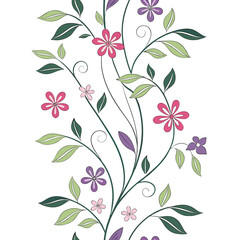 Seamless vertical floral vines pattern for design projects