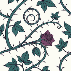 Seamless romantic gothic vine and thorn pattern