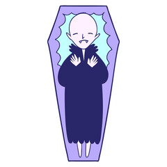 spooky cartoon vampire in coffin