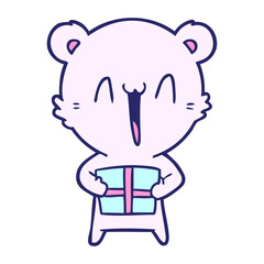 Fototapeta premium polar bear with christmas present cartoon