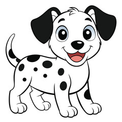 Fototapeta premium Cute Cartoon Dalmatian Puppy Dog with Spots - Playful Smiling Dog Illustration