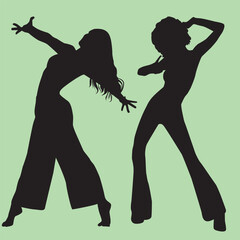 silhouettes of dancing girls