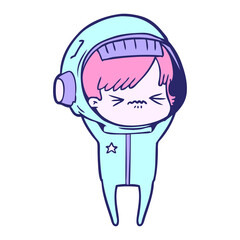 angry cartoon space girl