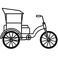 Fototapeta premium Silhouette rickshaw on white background
