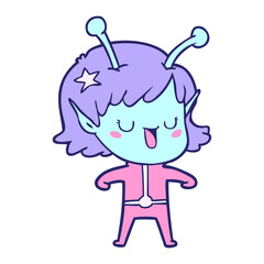happy alien girl cartoon