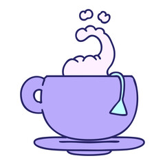 cartoon steaming hot cup of tea