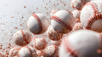 Wallpaper with baseball balls, clear background with copy space. Sports template. Banner for birthday cards, invitations, baseball-themed advertisements