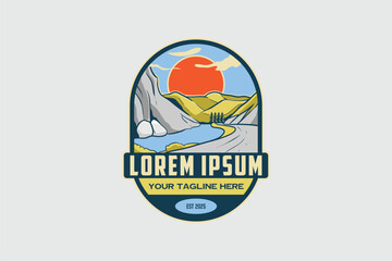Coloured adventure badges vector template