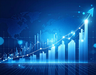 Naklejka premium Finance business background. Stock crash market exchange loss trading graph analysis investment indicator business graph charts of financial digital background.