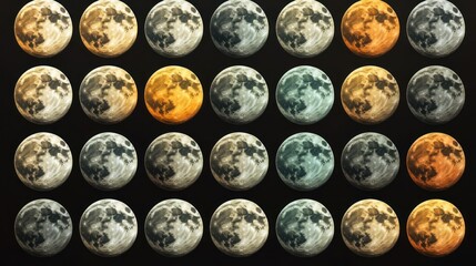 Fototapeta premium Array of moons, varying shades