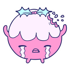 cartoon christmas pudding crying