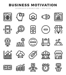 Business Motivation Lineal icons collection. 25 icon set in a Lineal design.