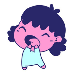 freehand drawn cartoon of cute kawaii baby girl