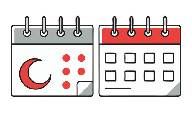 Islamic calendar icons moon and dates design