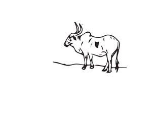 Minimal Single Cow Icon in Line Style. Editable Stroke Vector Illustration of a Farm Animal or Qurbani Cow....animal