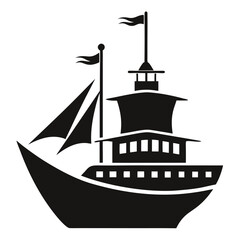 silhouette ship on white background