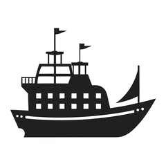 silhouette ship on white background