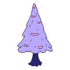 hand drawn cartoon doodle single snow covered tree