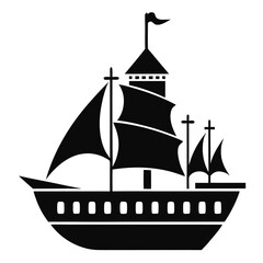 silhouette ship on white background