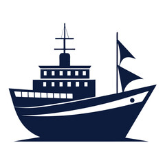 silhouette ship on white background