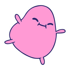 freehand drawn cartoon of a cute jumping bean