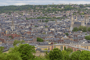View over the historic center of Rouen, seen from the Saint Catherine viewpoint