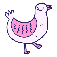 hand drawn doodle style cartoon bird