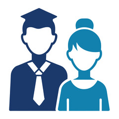 silhouette Man girl students classmates pictogram icon on white background
