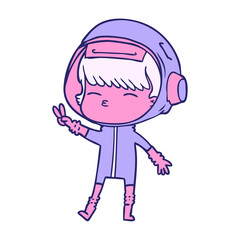 cartoon spacegirl making peace sign