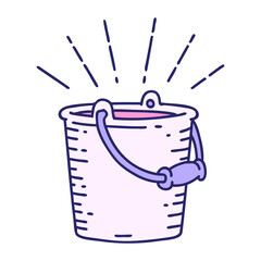 illustration of a traditional tattoo style bucket of water