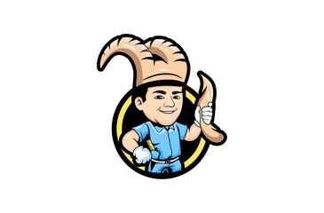 vector illustration design of man with horn hat