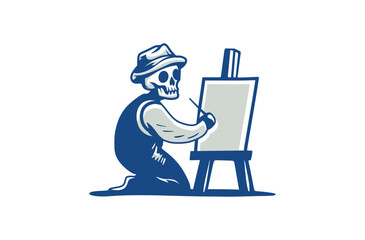 skull painter vector illustration design