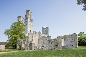 General view of Jumieges Abbey at the entrance of the monument