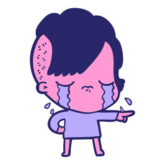 cartoon crying girl accusing