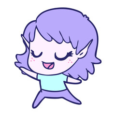 carton happy elf girl dancing