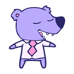 cartoon bear wearing shirt and tie